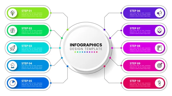 Infografikus Sablon Ikonokkal Opcióval Vagy Lépéssel Használható Munkafolyamat Elrendezés Diagram — Stock Vector