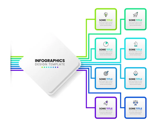 Modelo Infográfico Com Ícones Opções Passos Retângulo Pode Ser Usado — Vetor de Stock