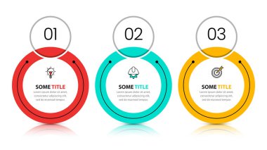 Simgeli bilgi şablonu ve 3 seçenek veya adım. İş akışı düzeni, diyagram, pankart, web tasarımı için kullanılabilir. Vektör illüstrasyonu