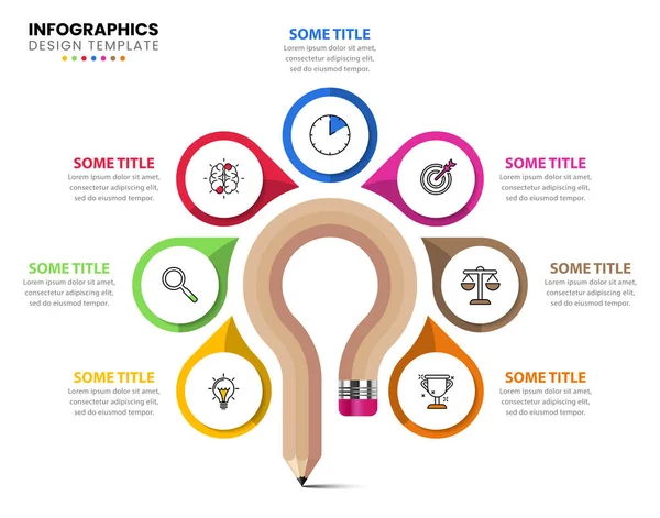 Infographic Template Icons Options Steps Pencil Can Used Workflow Layout — Vector de stock