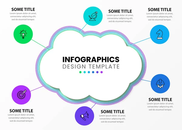 Plantilla Infográfica Con Iconos Opciones Pasos Nube Puede Utilizar Para — Vector de stock