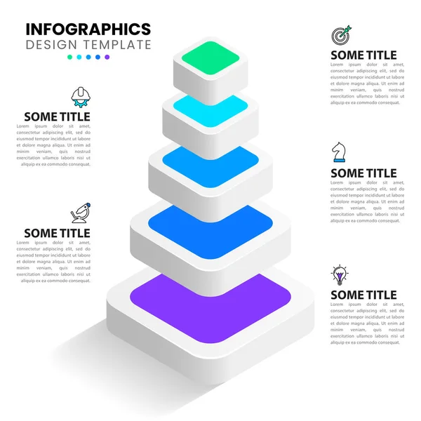 Infographic Template Icons Options Steps Pyramid Can Used Workflow Layout — ストックベクタ