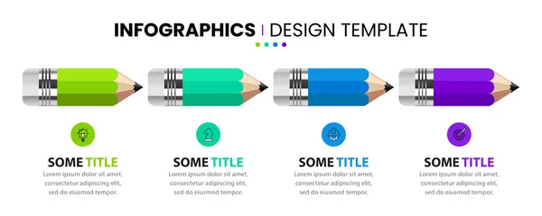 Infographic Template Icons Options Steps Pencil Can Used Workflow Layout — Stock Vector