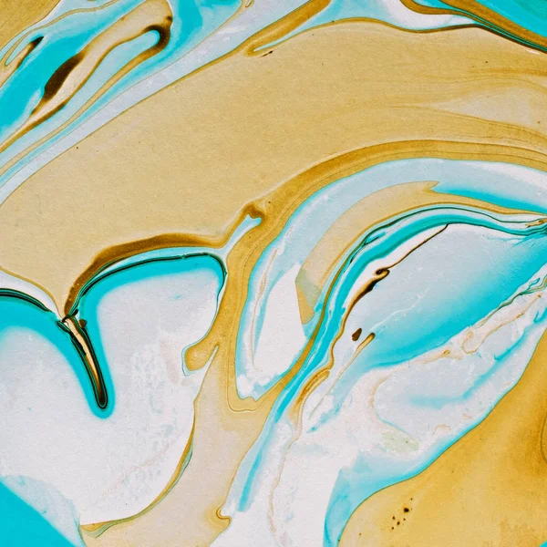 Kunst Fotografie Van Abstracte Gemarmerde Effect Achtergrond Blauwe Witte Gouden — Stockfoto