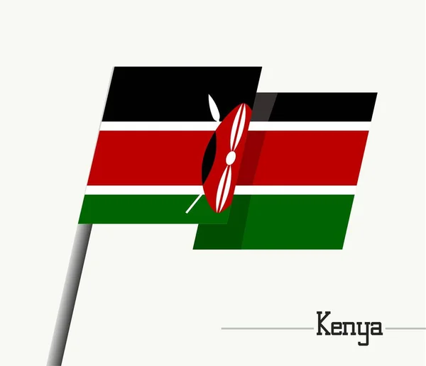 Beyaz arka planda Kenya bayrağı. Vektör illüstrasyonu.