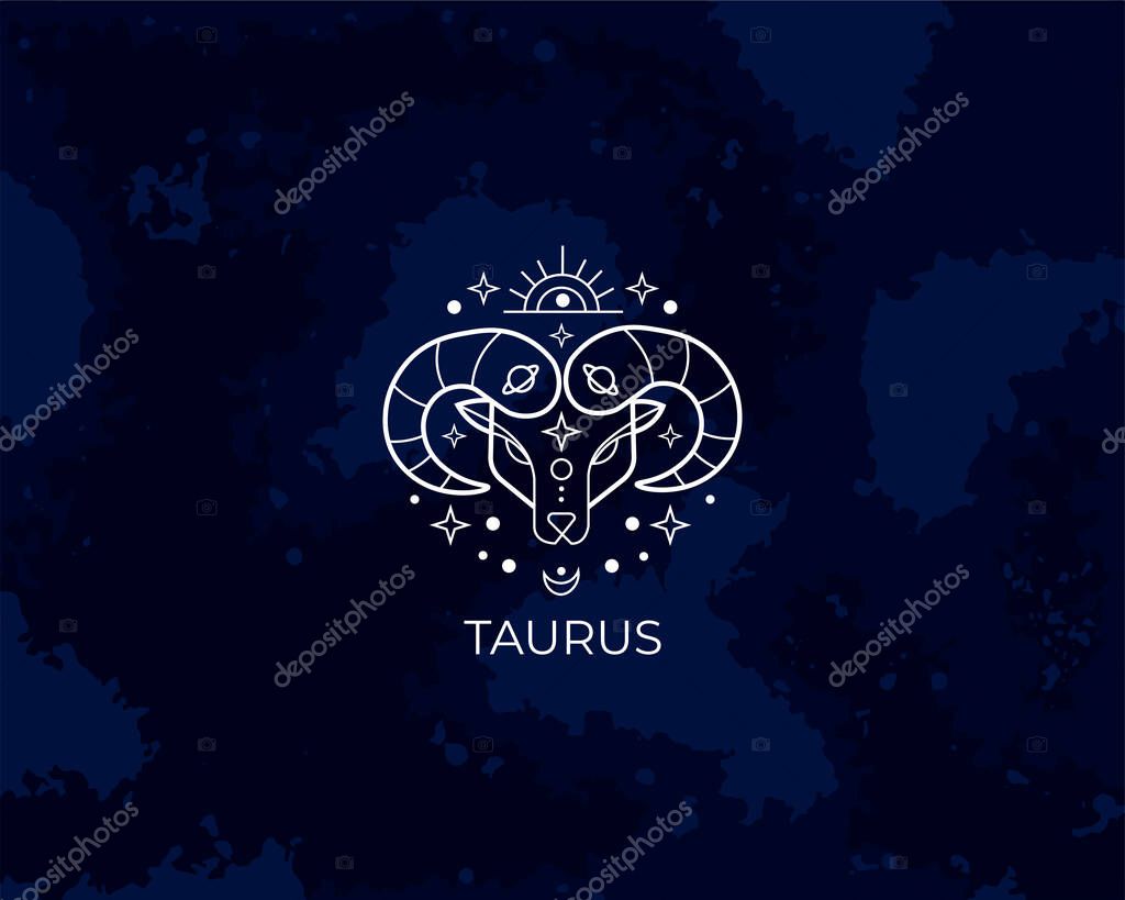 Taurus. zodiac signs on outer space background. Vector illustration