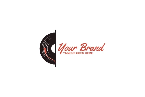 Vintage Retro Black Vinyl Disk Music Record Studio Logo Design — Stockový vektor