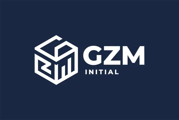 幾何学ボックスキューブ六角形イニシャルレターGzm Mgz Zmgロゴデザインベクトル — ストックベクタ