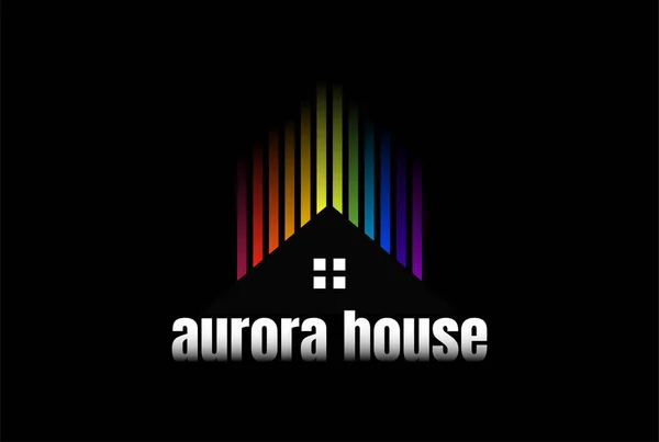 Gökkuşağı Dengeleyicili Renkli Müzik Emlak Logosu Tasarım Vektörü Aurora — Stok Vektör