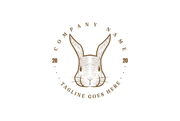 Vintage Retro Cute Rabbit Head Logo Design Vecteur — Image vectorielle