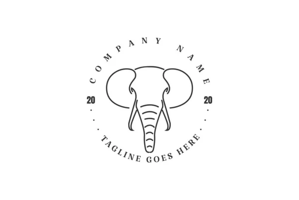 Simple Minimaliste Elephant Head Line Outline Logo Design Vecteur — Image vectorielle