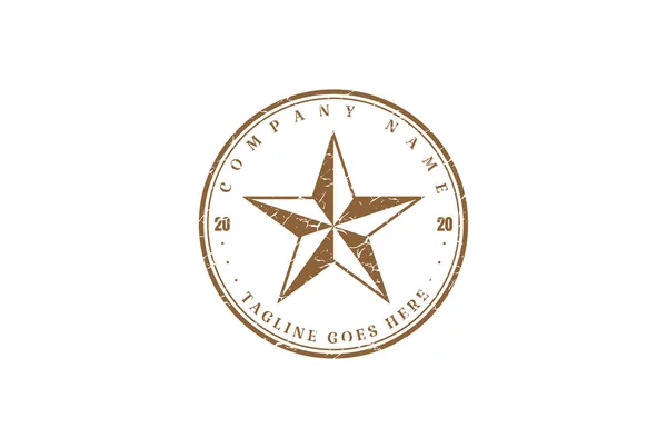 Vecteur Conception Logo Étiquette Emblème Étoile Texas Vintage Rétro — Image vectorielle