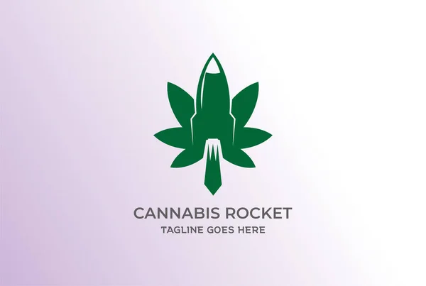 Uruchom Rakietę Marihuaną Liść Ganja Dla Konopi Cbd Oil Logo — Wektor stockowy
