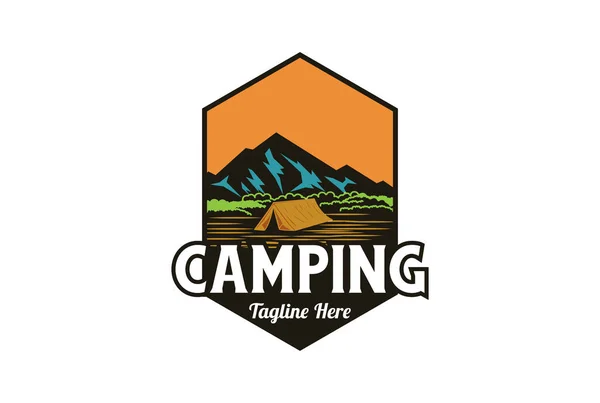Hexágono Vintage Aire Libre Campamento Verano Emblema Para Camisas Sellos — Vector de stock