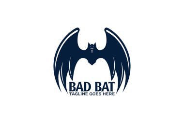 Uçan Kızgın Korkunç Yarasa Geniş Kanatlı Logo Tasarım Vektörü