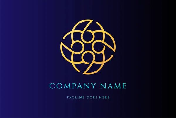 Élégant Luxe Golden Flower Monogram Line Logo Design Vectoriel — Image vectorielle