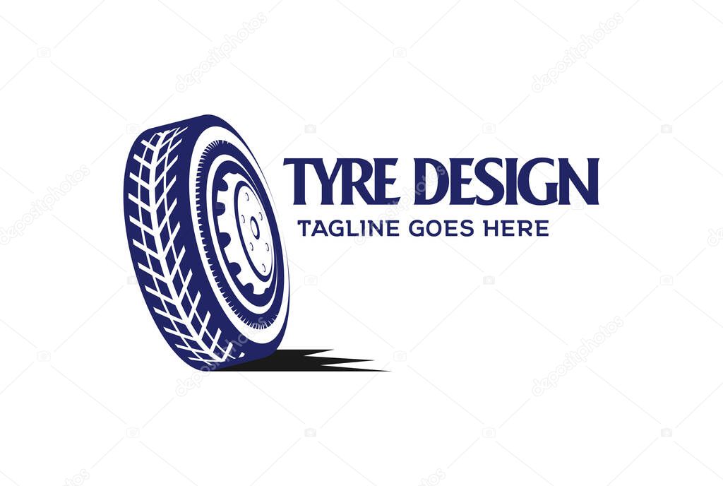 Retro Vintage Heavy Vehicle Wheel Tyre for Car Transportation Part Store Logo Design Vector