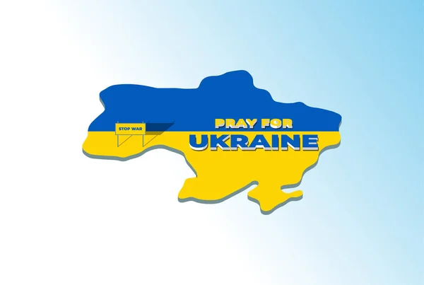 Україна Map Silhouette Blue Yellow Color Flag Pray Ukraine Stop — стоковий вектор