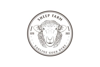 Klasik Retro Koyun Kuzu Çiftliği Rozeti Damga Etiketi Logosu Tasarımı