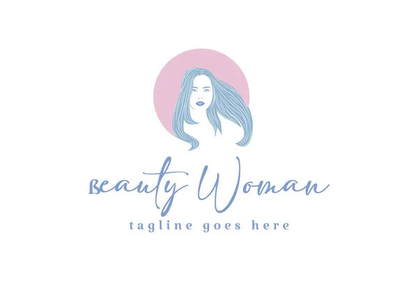 Beauty Pretty Woman Girl Lady Žena Hlava Tvář Dlouhé Vlasy — Stockový vektor