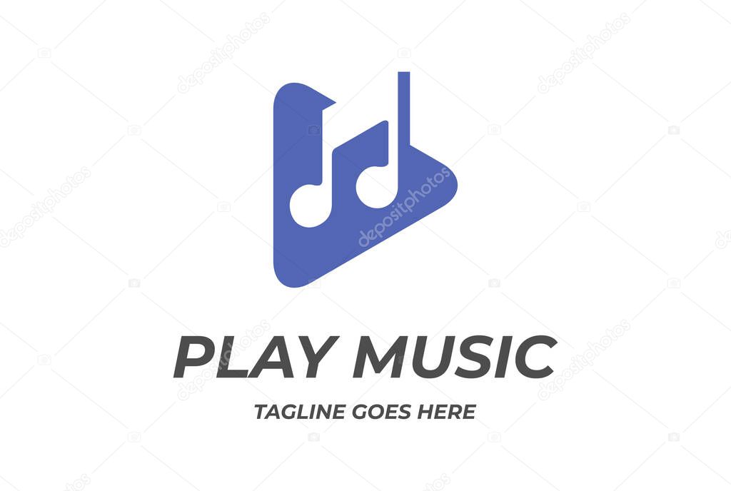 Play Music Video Media Player App Button Icon Logo Design Vector