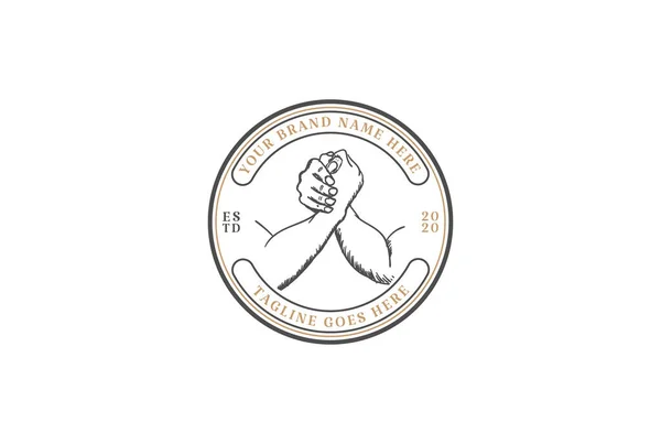 复古臂摔跤运动俱乐部徽章标志标志设计矢量 — 图库矢量图片