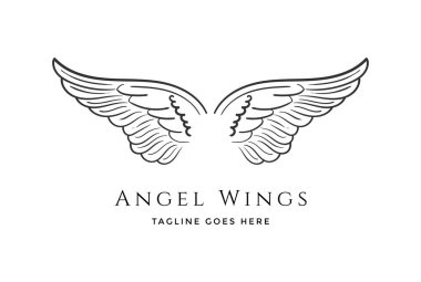 Klasik Yayılmış Melek ya da Şahin Şahin Güvercin Güvercin Kuş Kanatları Logo Tasarım Vektörü
