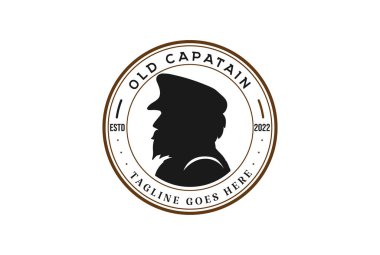 Retro Vintage Eski Denizci Kaptan Siluet Rozet Amblem Etiketi Logo Tasarım Vektörü