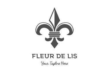 Dövme Logosu Tasarım Vektörü için Retro Fransız Lily Çiçeği