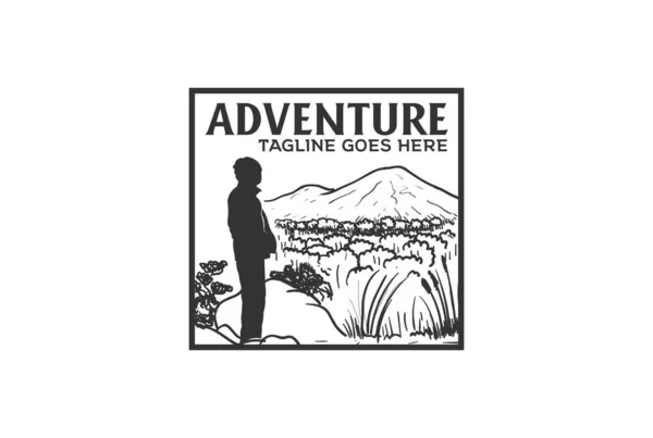 Adventure Camp Backpacker Mountain Peak Für Shirt Illustration Vector — Stockvektor