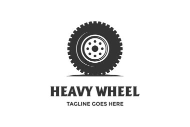 Retro Vintage Ağır Kamyon Tekerleği Logo Tasarım Vektörü