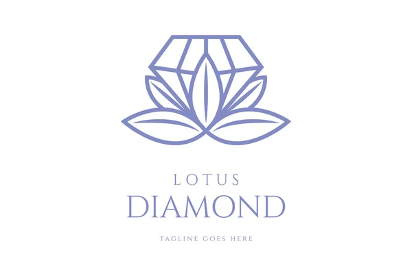 Diamant Cristal Gemme Lotus Fleur Feuille Usine Pour Nature Bijoux — Image vectorielle