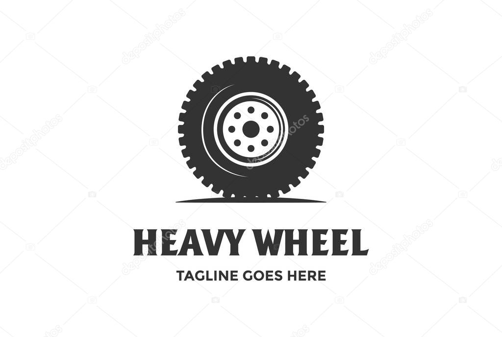 Retro Vintage Heavy Truck Wheel Tyre Logo Design Vector