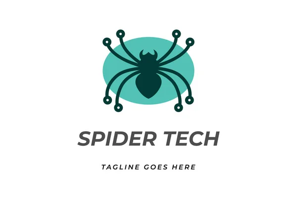 Simple Araña Minimalista Con Circuito Electrónico Para Tecnología Tecnológica Logo — Archivo Imágenes Vectoriales