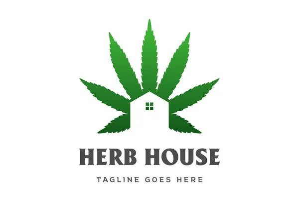 Kenevir Yağı Logo Tasarım Vektörlü Basit Marihuana Kenevir Yaprağı — Stok Vektör