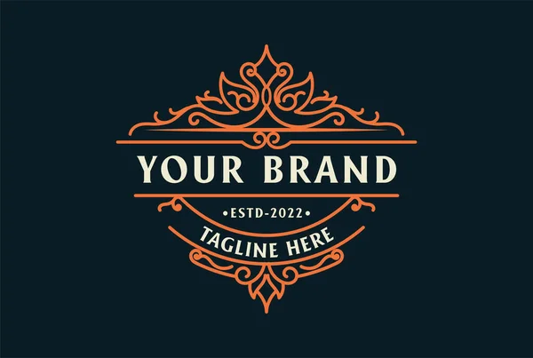 Orange Elegant Vintage Badge Label Logo Design Inspiration — Stock Vector