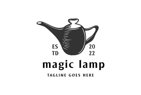 Vintage Retro Régi Magic Aladdin Lámpa Logó Tervezési Vektor — Stock Vector