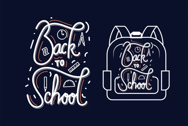 Back School Calligraphic Text Type Word Font Letter Lettering Illustration — Image vectorielle