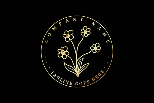 Golden Elegant Circular Flower Logo Design Vector — Image vectorielle