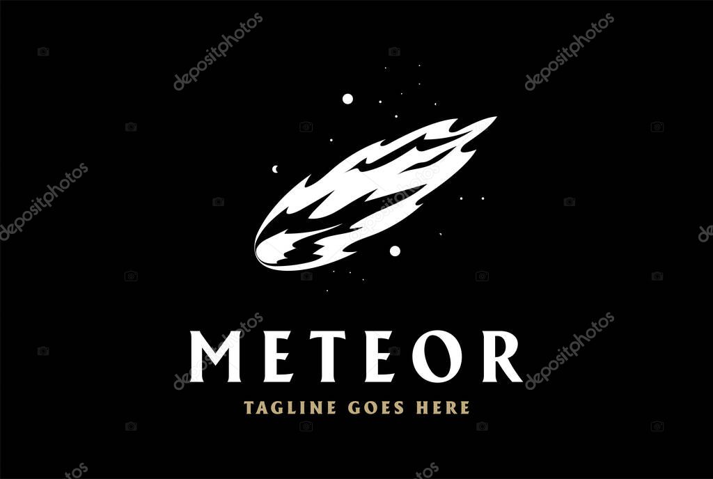 Night Falling Star Meteor Asteroid Comet Logo Design Vector
