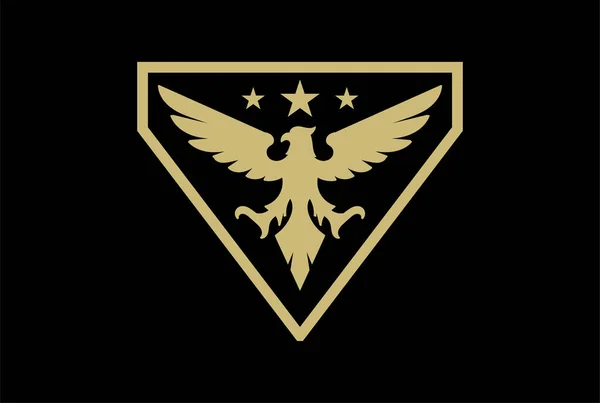 Golden Triangle American Eagle Hawk Falcon Phoenix Bird Badge Emblem — Image vectorielle
