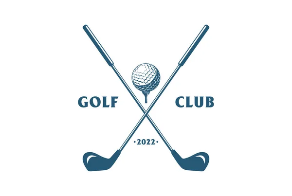 Vintage Crossed Golf Stick Ball Tee Sport Club Competition Logo — Stockvector