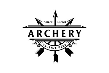 Vintage Arrow Arrowhead Badge Emblem for Archer Archery Sport Logo Design Vector clipart
