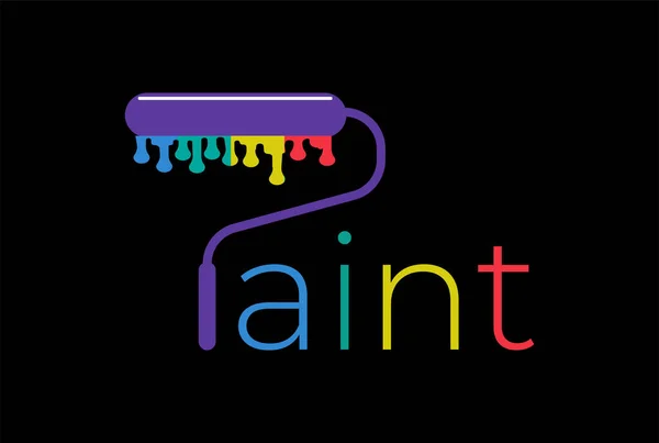 Renkli Boya Yuvarlama Yazı Tipi Metin Kelimesi Logo Tasarım Vektörü — Stok Vektör
