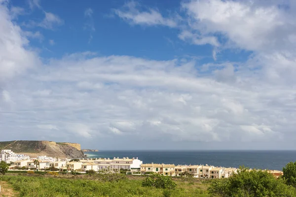 Cityscape Praia Luz Algarve Portugal Background Rocky Coast — Fotografia de Stock