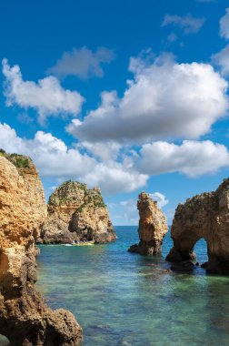 Rocky coast at Ponta da Piedade in Lagos in the Algarve in Portugal
