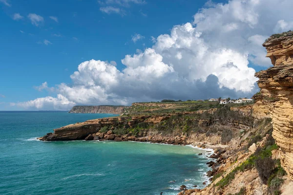 Paisagem Com Costa Rochosa Perto Luz Algarve Portugal — Fotografia de Stock