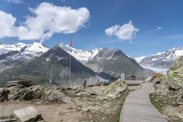 Paysage Sur Bettmerhorn Près Bettmeralp Avec Glacier Aletsch Patrimoine Mondial — Photo