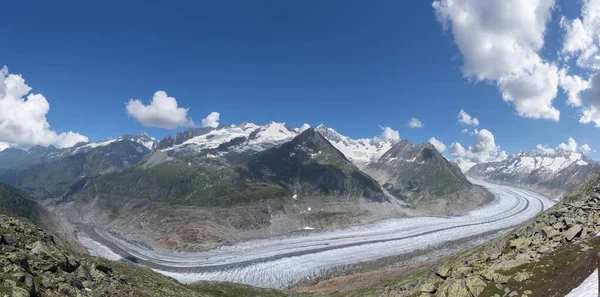 Paysage Avec Glacier Aletsch Patrimoine Mondial Point Vue Bettmerhorn — Photo