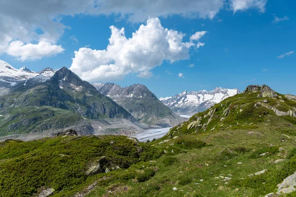 Paysage Près Village Riederalp Avec Glacier Aletsch Patrimoine Mondial — Photo